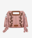 Wrangler Pink Top Handle Fringe Tote Bag