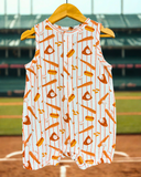 Baseball Muslin Shortie Romper - Spearmint LOVE