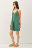 The Ribbed V neck Sunday Dress (Sage/Denim)