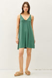 The Ribbed V neck Sunday Dress (Sage/Denim)