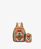 Mini Wrangler Aztec Knitted Backpack - Brown