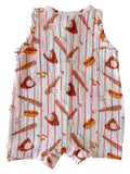Baseball Muslin Shortie Romper - Spearmint LOVE