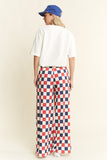 High Waist Checkerd Straight Leg Knit Pants