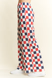High Waist Checkerd Straight Leg Knit Pants