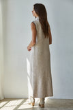 The Antonia Turtleneck Sleeveless Knit Maxi Dress - Oat