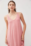 The Essential V Neck Ribbed Dress (Sage/Coral)