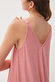 The Essential V Neck Ribbed Dress (Sage/Coral)