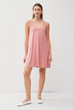 The Essential V Neck Ribbed Dress (Sage/Coral)