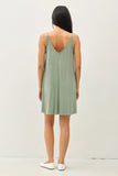 The Essential V Neck Ribbed Dress (Sage/Coral)