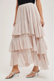 The Isla Tiered Ruffled Maxi Skirt - Stone