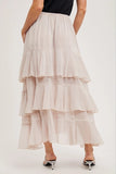 The Isla Tiered Ruffled Maxi Skirt - Stone