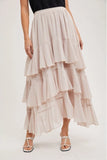 The Isla Tiered Ruffled Maxi Skirt - Stone